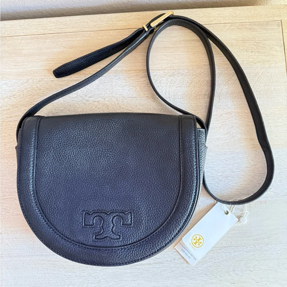 Tory Burch Serif T Leather Saddle Bag